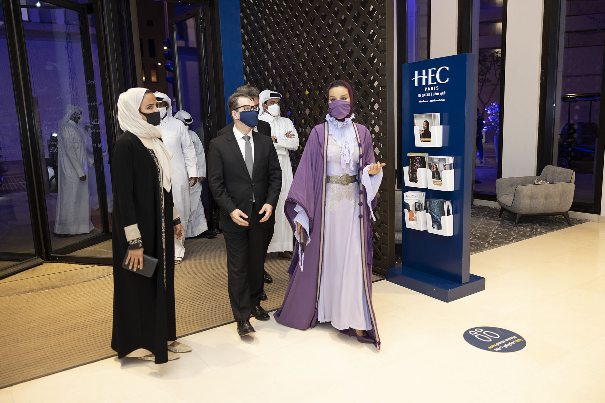 Her Highness officially opened the new building of HEC Paris in Qatar, a Qatar Foundation partner university, and toured the facility, accompanied by Her Excellency Sheikha Hind bin Hamad Al Thani, Vice-Chairperson and CEO of Qatar Foundation and a HEC Paris in Qatar alumna. 